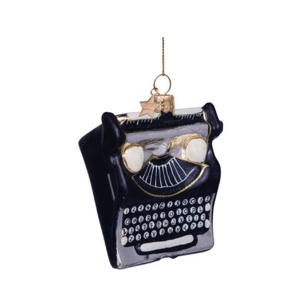 Gold Typewriter Ornament Glass 玻璃掛飾