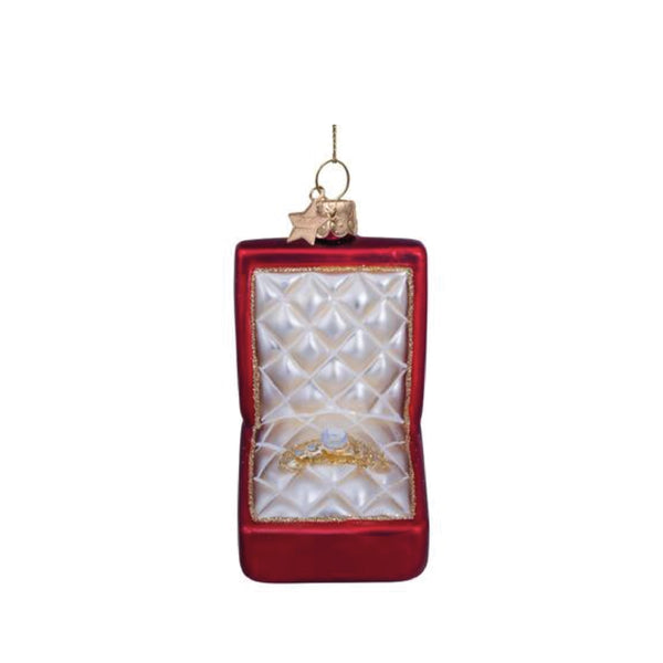 Red Matt Wedding Ring Box Ornament Glass 玻璃掛飾