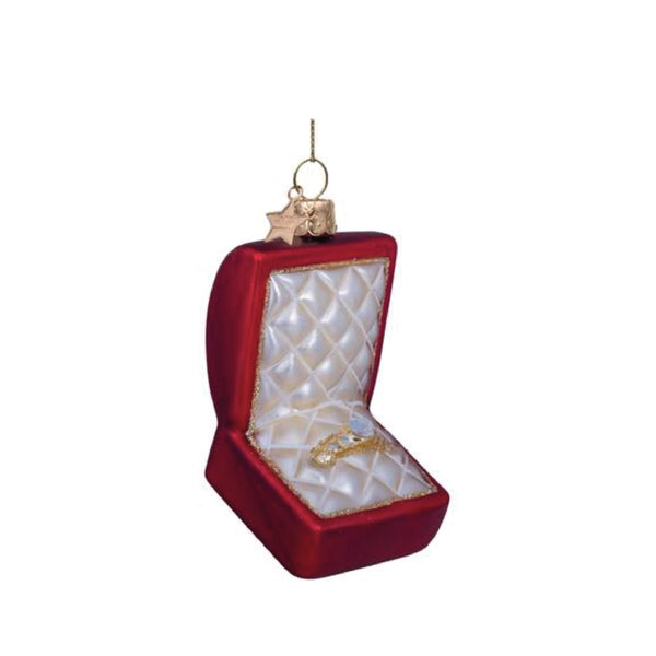 Red Matt Wedding Ring Box Ornament Glass 玻璃掛飾
