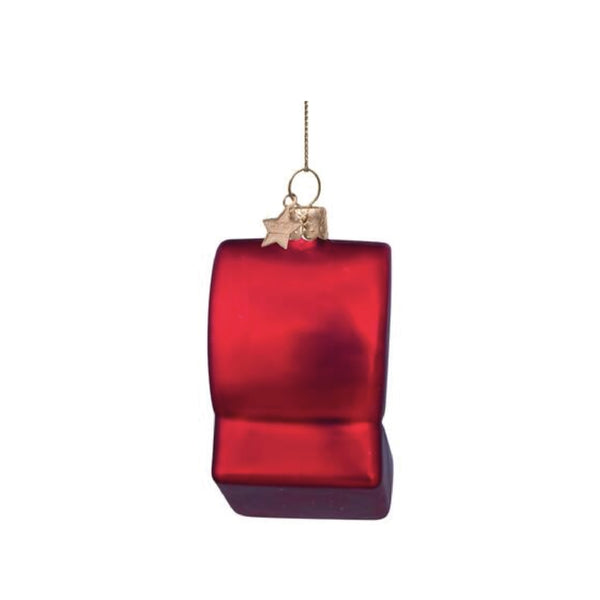 Red Matt Wedding Ring Box Ornament Glass 玻璃掛飾