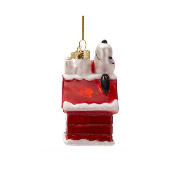 Snoopy Laying On Doghouse Ornament Glass 玻璃掛飾