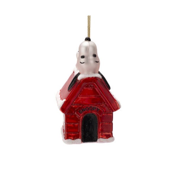 Snoopy Laying On Doghouse Ornament Glass 玻璃掛飾