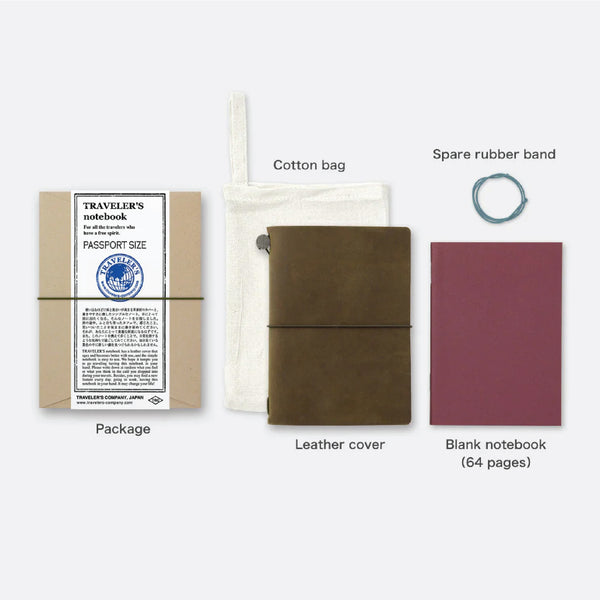 日本 TRAVELER'S Notebook 牛皮旅人手帳組 Passport Size - Olive