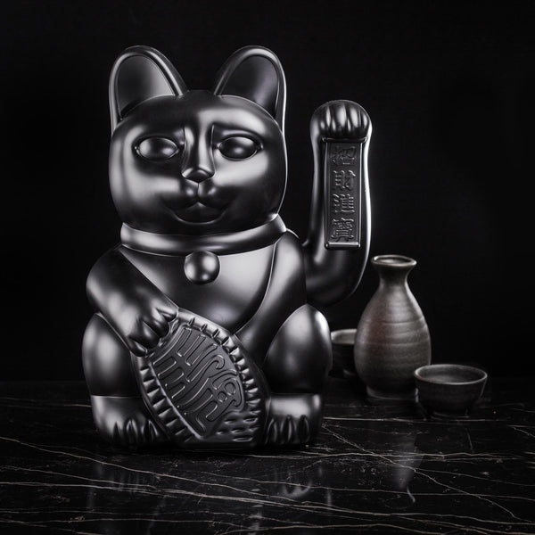 Lucky Cat Large Black MANEKI NEKO by donkey