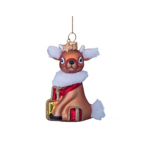 Ornament Glass Brown Reindeer 玻璃聖誕掛飾 Vondels