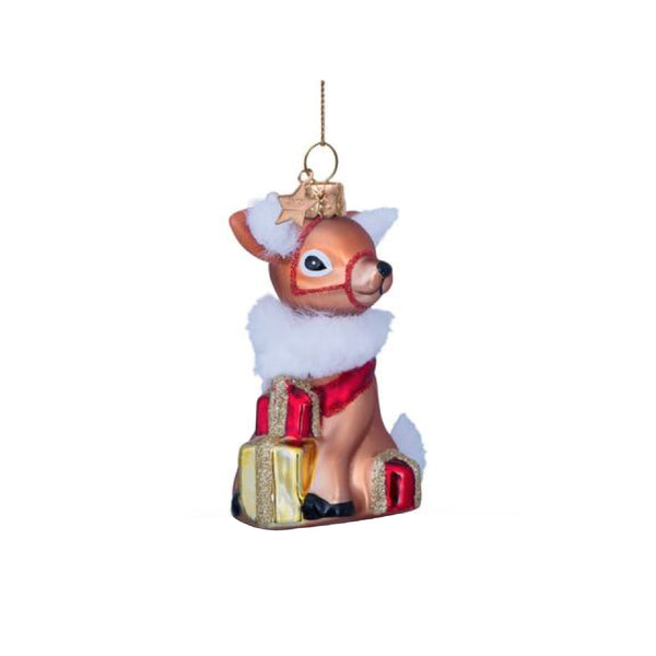 Ornament Glass Brown Reindeer 玻璃聖誕掛飾 Vondels