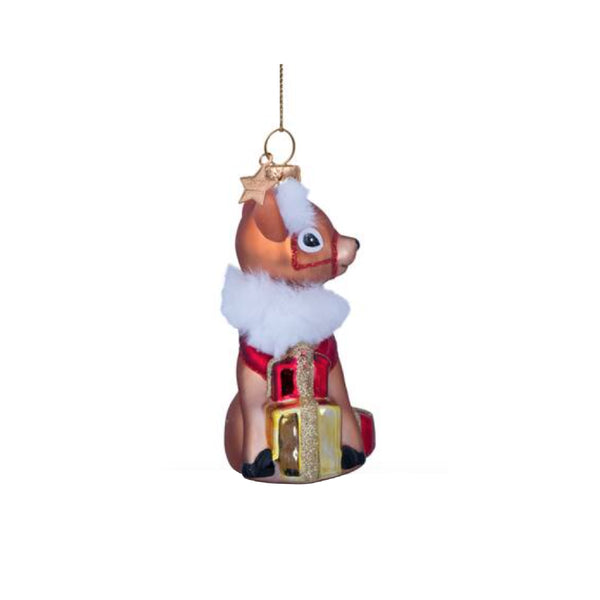 Ornament Glass Brown Reindeer 玻璃聖誕掛飾 Vondels
