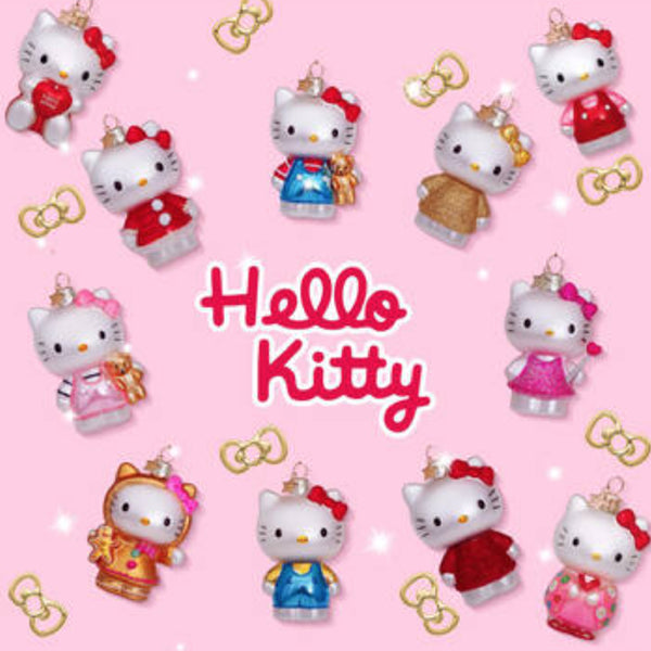 Ornament Glass Hello Kitty Blue With Bear 玻璃聖誕掛飾 Vondels