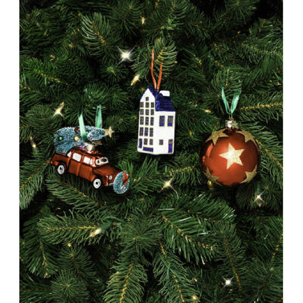 Red Car With Christmas Tree Ornament Glass 玻璃聖誕掛飾