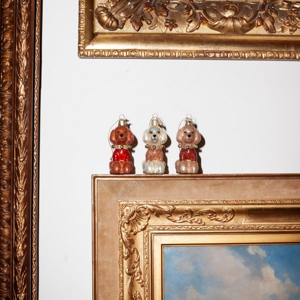 Blond Poodle With Red T-shirt Ornament Glass 玻璃掛飾