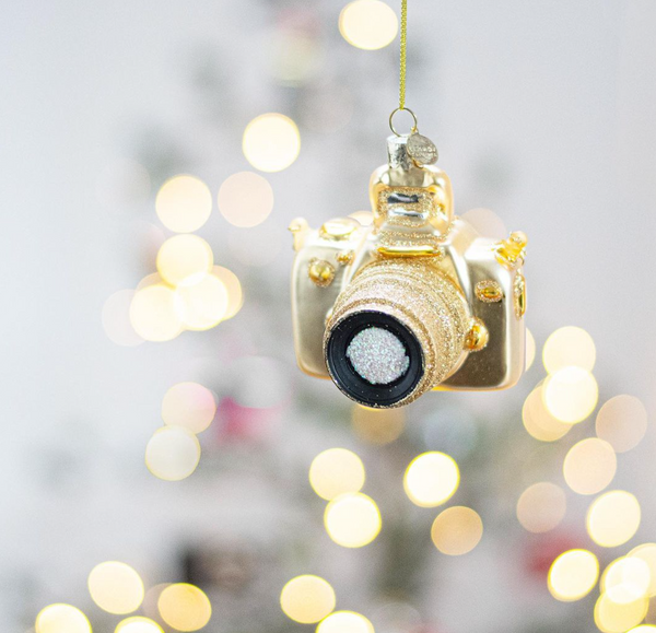 Gold Camera Ornament Glass 玻璃掛飾