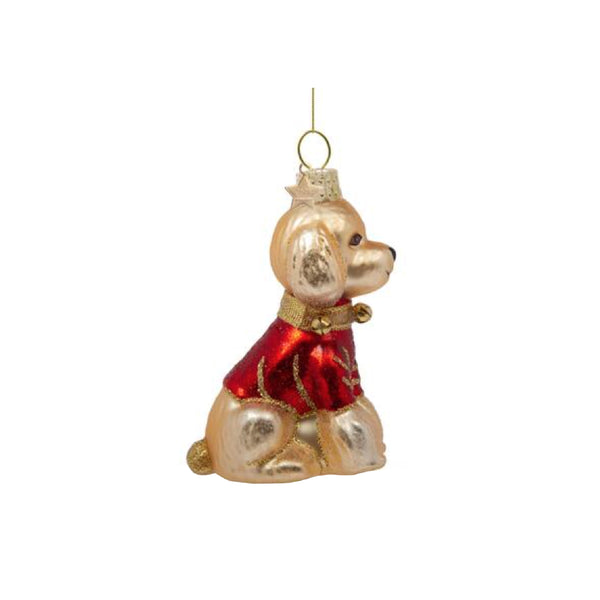Blond Poodle With Red T-shirt Ornament Glass 玻璃聖誕掛飾
