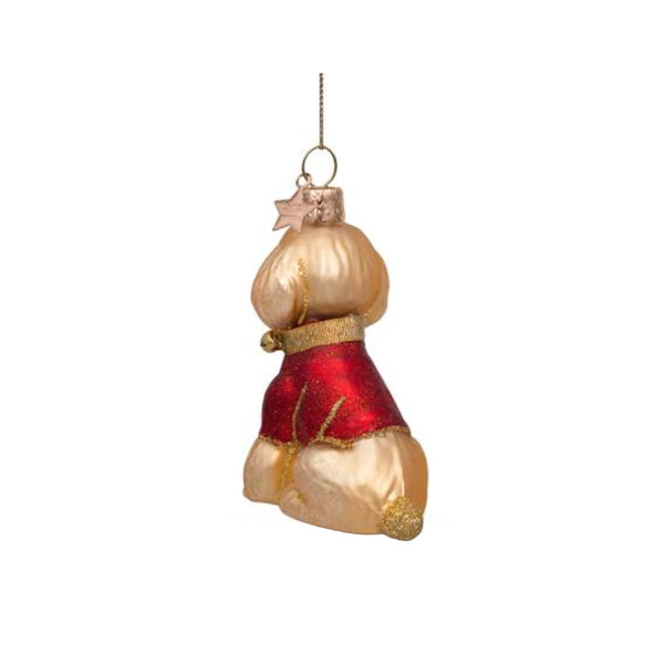 Blond Poodle With Red T-shirt Ornament Glass 玻璃聖誕掛飾