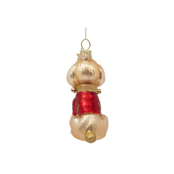 Blond Poodle With Red T-shirt Ornament Glass 玻璃聖誕掛飾