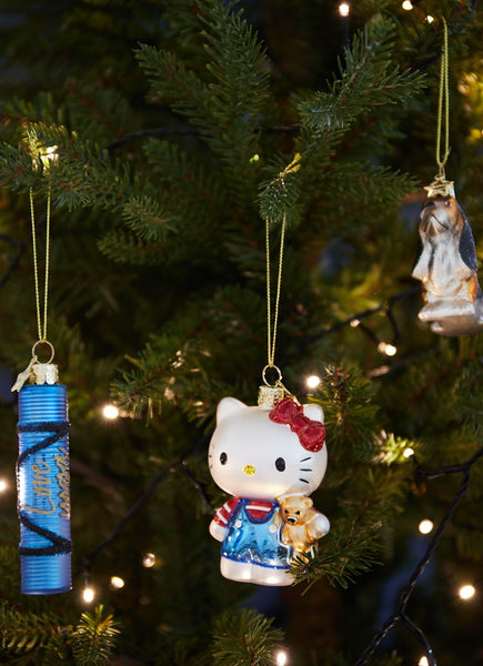 Ornament Glass Hello Kitty Blue With Bear 玻璃掛飾
